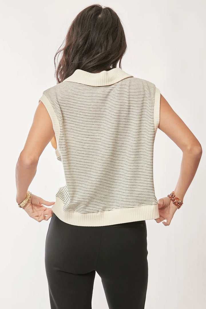 Davi Dani French Terry Boxy Fit Striped Sweater Vest