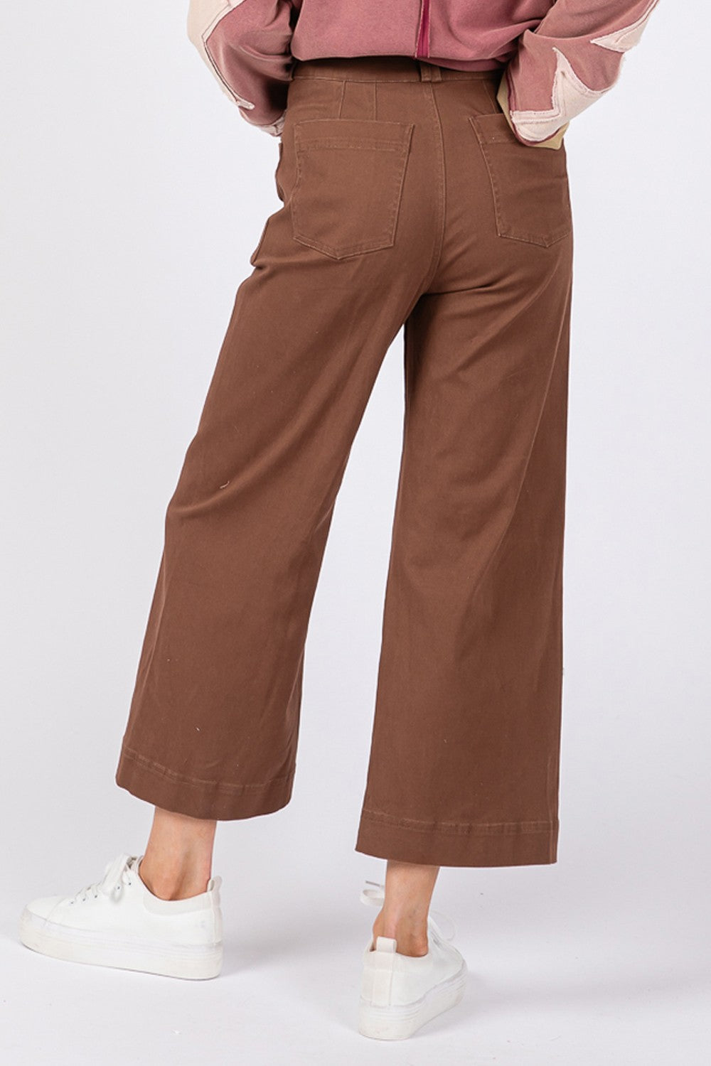 Mocha Sage Fig Wide Leg Cropped Pants