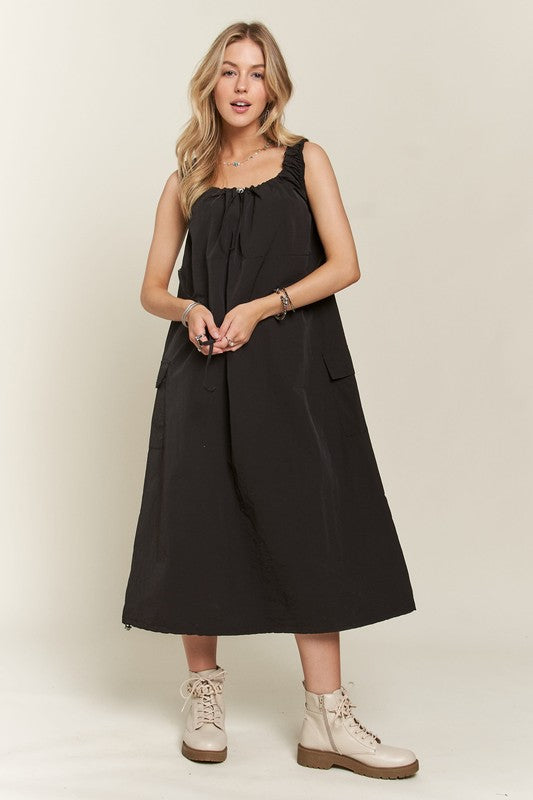 Adora Drawstring Slit Back Cargo Dress 1