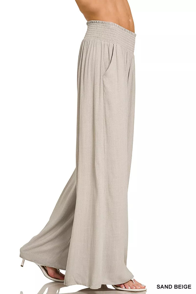 Zenana Smocked Waistband Wide Leg Lounge Pants 3