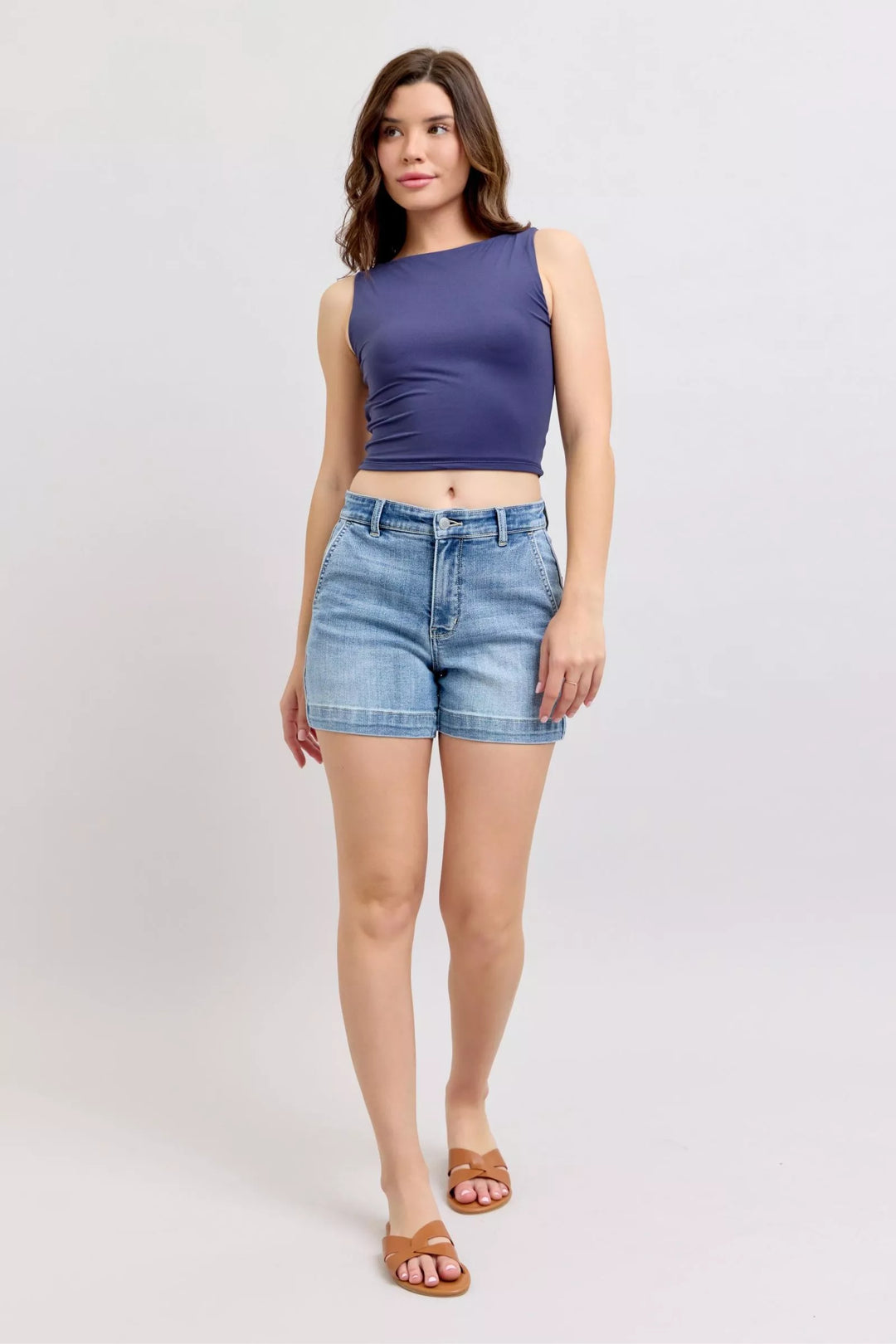 Judy Blue Mid Rise Denim Shorts