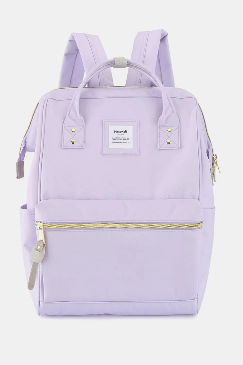 White/Lemon/Taupe Himawari Waterproof Canvas Backpack Bag With Side Pockets