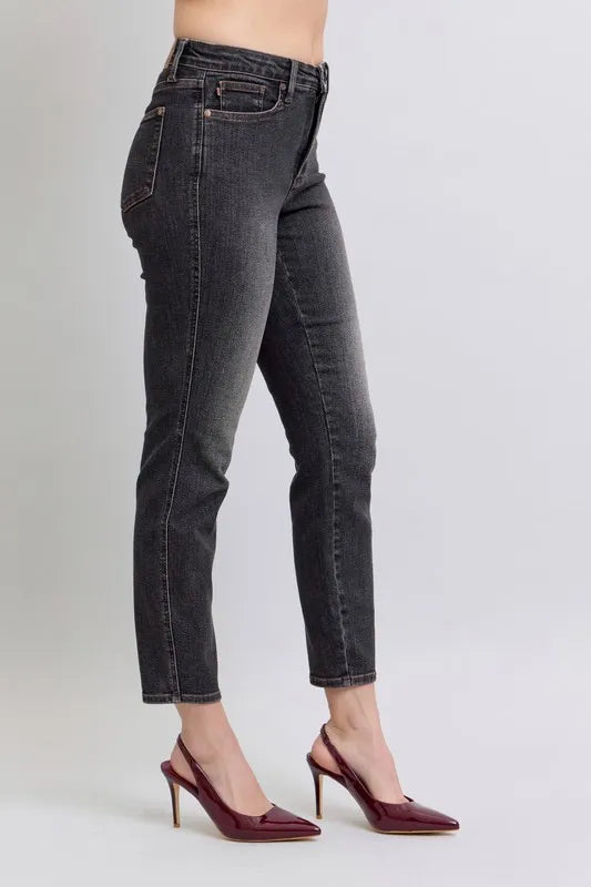 Bk Judy Blue Full Size Mid Rise Tummy Control Slim Jeans Plus Size