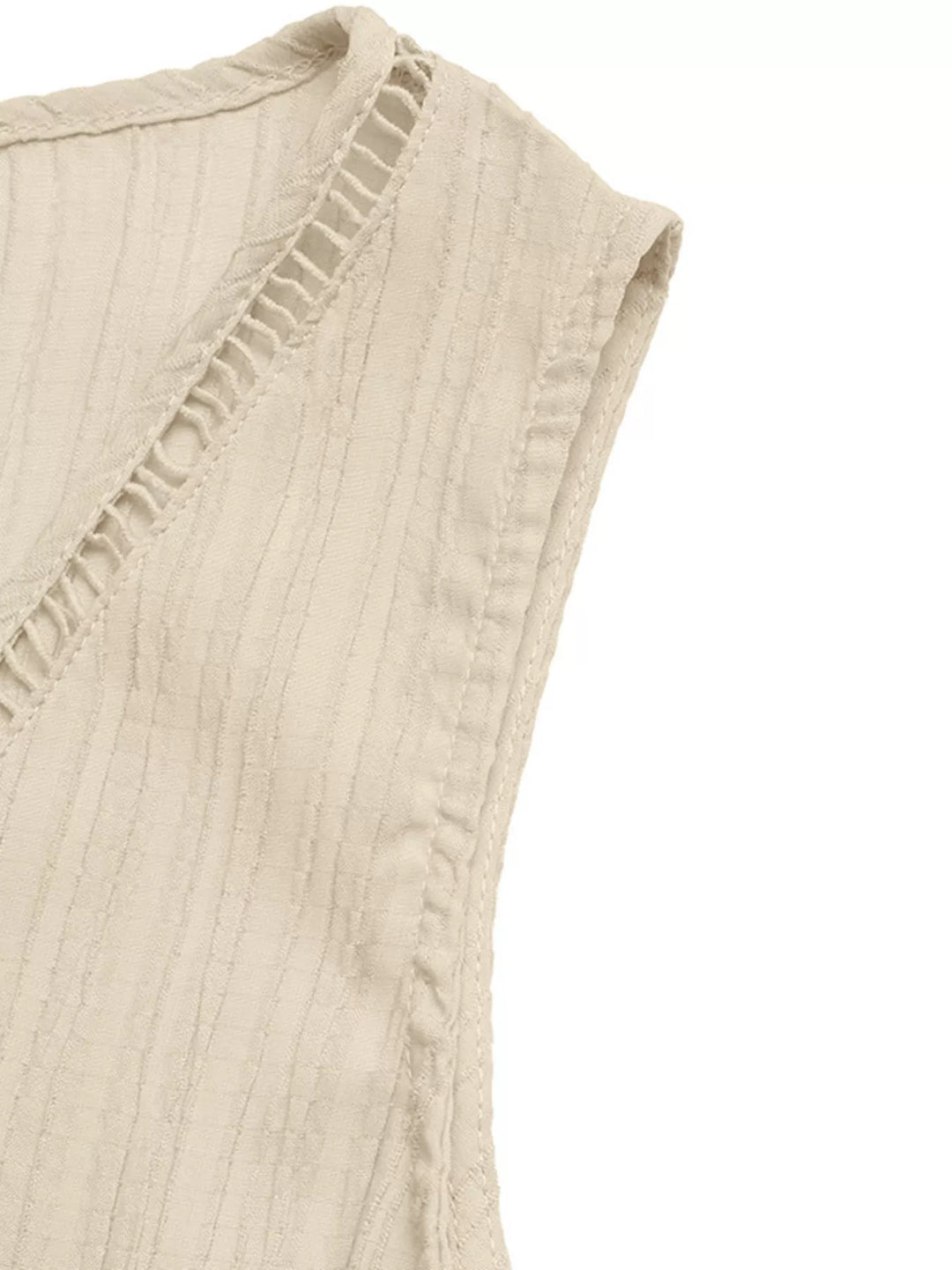 V Neck Drawstring Waist Wide Leg Jumpsuit