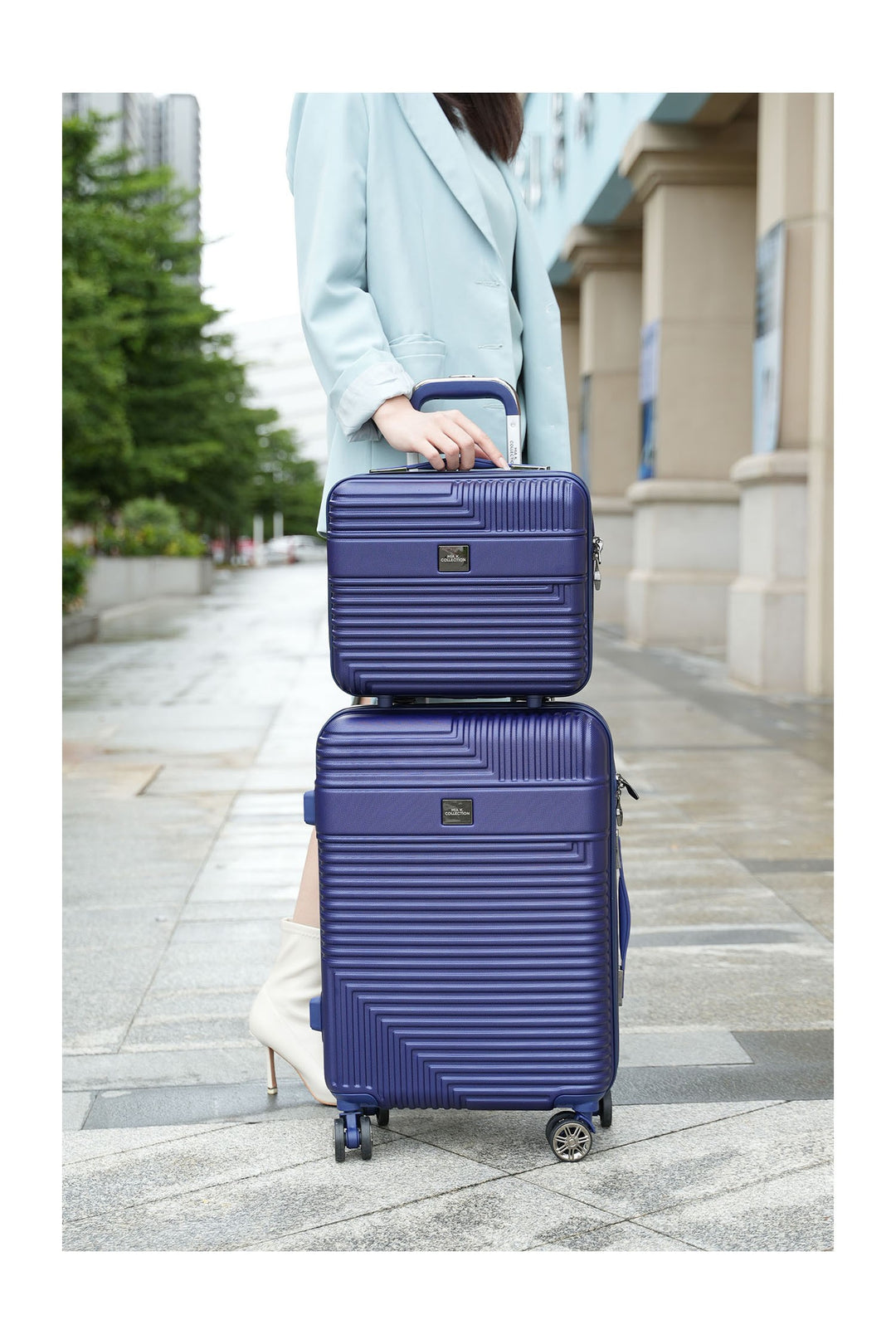 Black Mkf Mykonos Luggage Set Carry On And Cosmetic Case