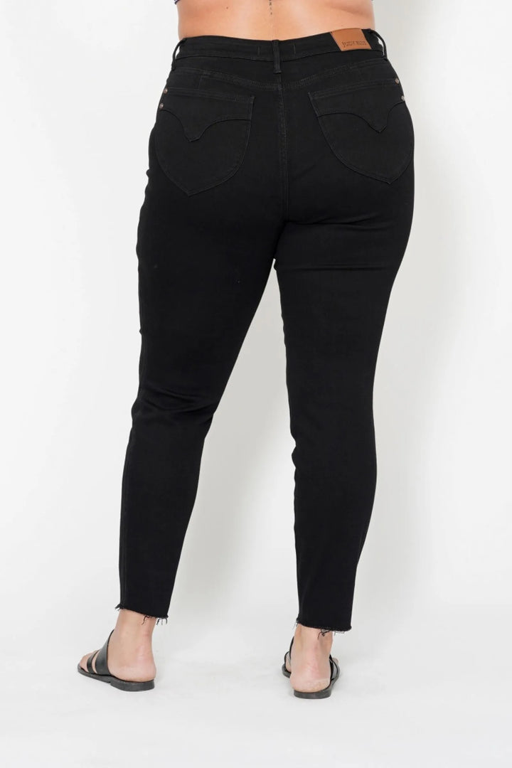 Black Judy Blue Full Size High Waisted Tummy Control Shield Pockets Skinny Jeans Plus Size