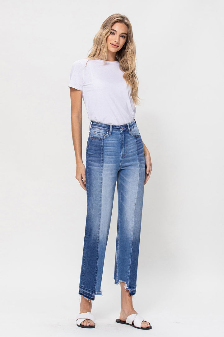 THE SPRING OF LINE Super High Rise Straight W Contrast And Hem Detail