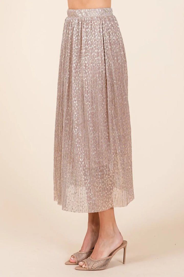 Mittoshop Metallic Glitter Speckle Print Elastic Midi Skirt 1