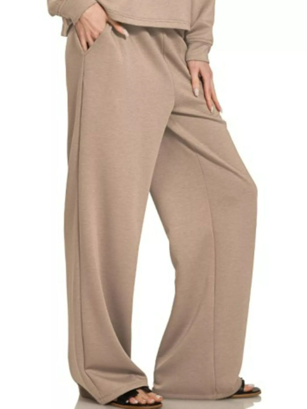 Cocoa Zenana Scuba Crewneck Sweatshirt And Pants Set 2
