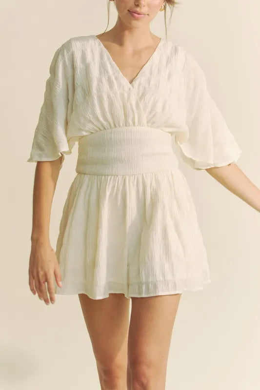 Davi Dani Batwing Sleeve Waist Belt Romper 1