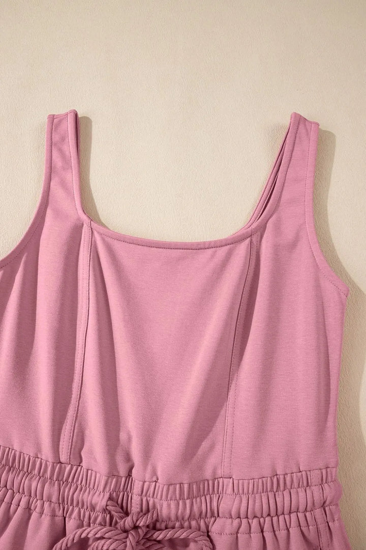 Elastic Waist Sleeveless Square Neck Jumpsuit