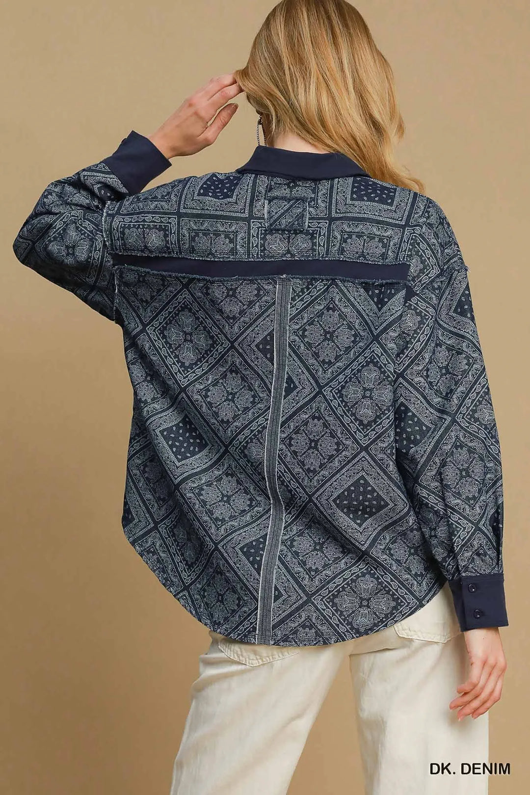 Umgee Paisley Print Denim Shirt Jacket 1