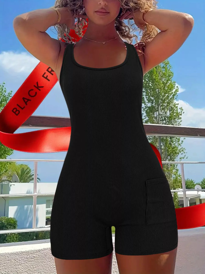 Black Wide Strap Slim Fit Romper