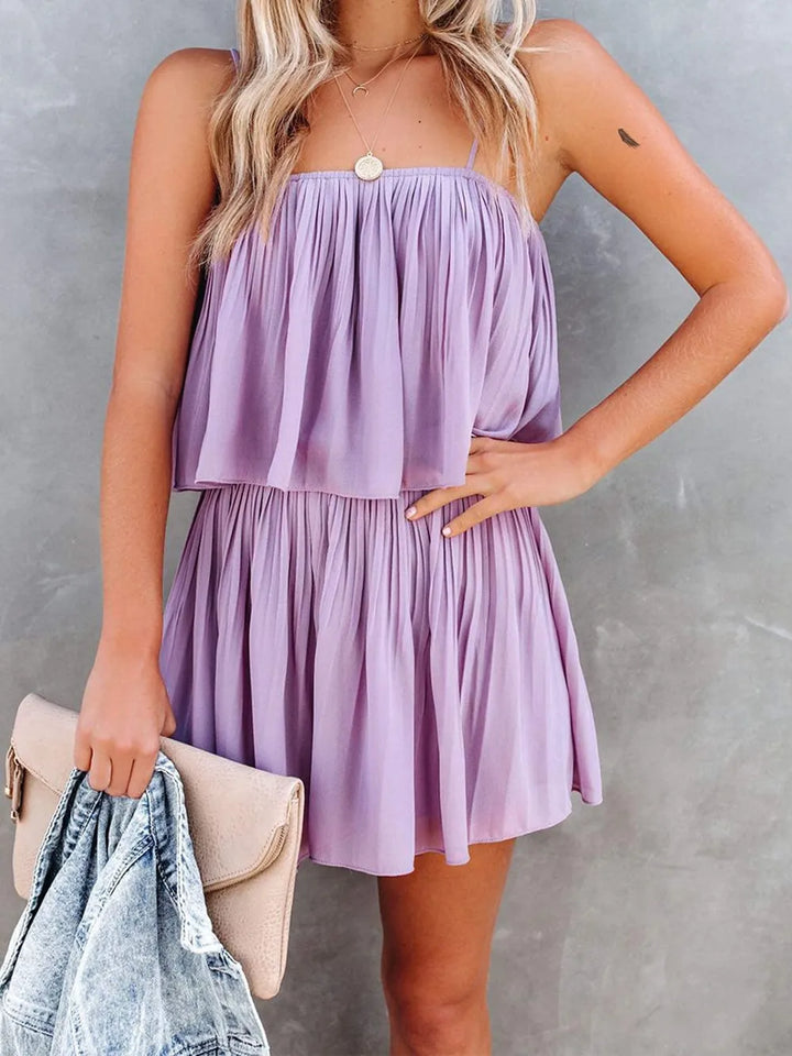 Lilac Ruched Spaghetti Strap Romper