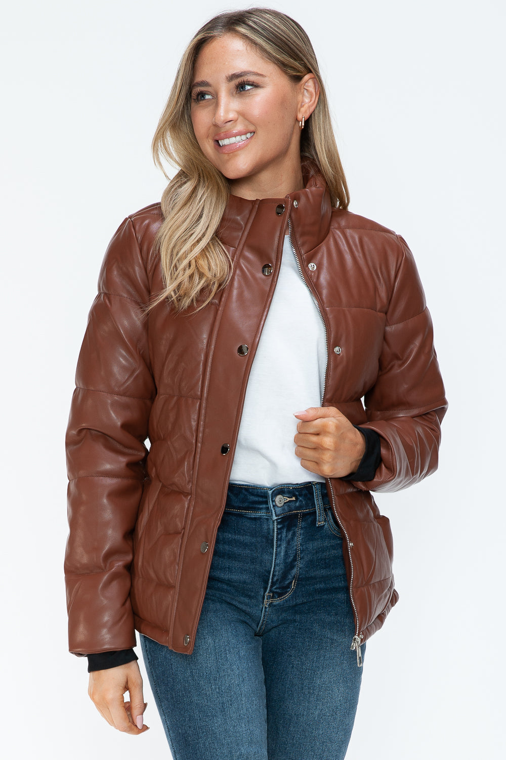 Ymi Pocketed Zip Up Turtleneck Puffer Jacket