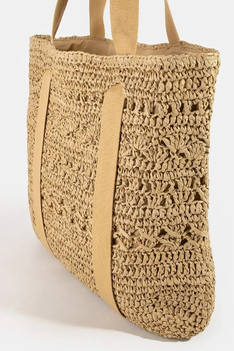 Iv Fame Large Straw Braided Tote Bag With Hat Holder