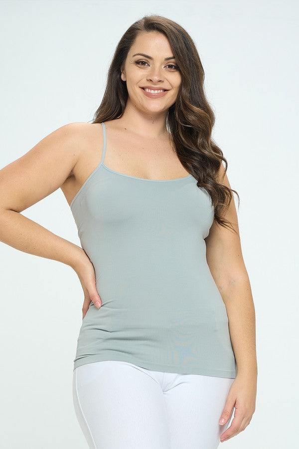 Ivory Seamless Long Spaghetti Strap Long Camisole Top