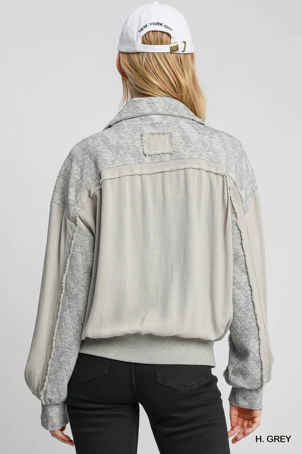 H. Grey Umgee Two Way Jacquard Zip Up Jacket 1