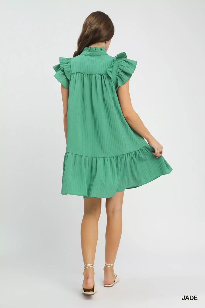 Jade Umgee Flutter Sleeve Tiered Dress