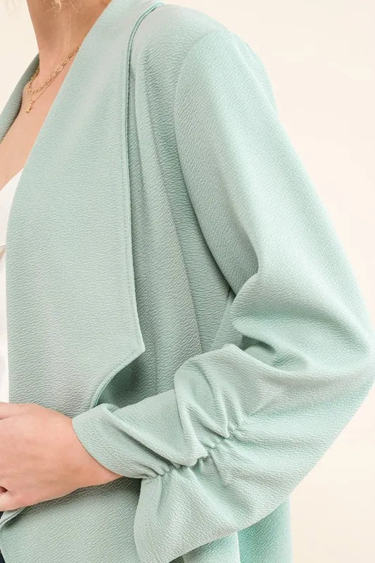 And The Why Stretch Non Wrinkled Basic Open Front Blazer