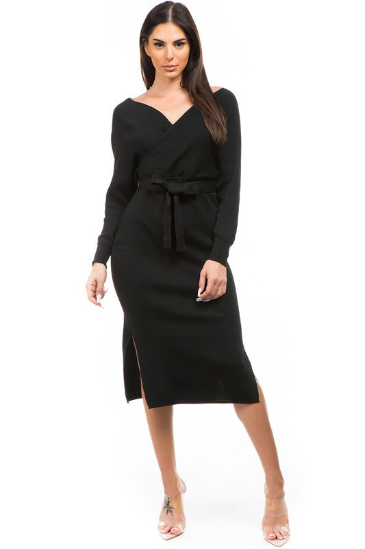 Black Women Fashion Knitwear Dress 1