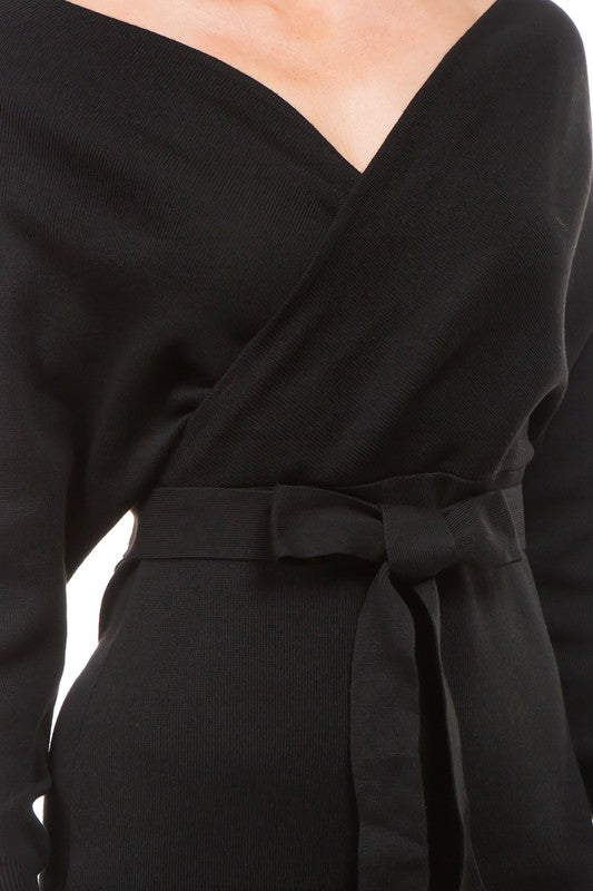 Black Women Fashion Knitwear Dress 1