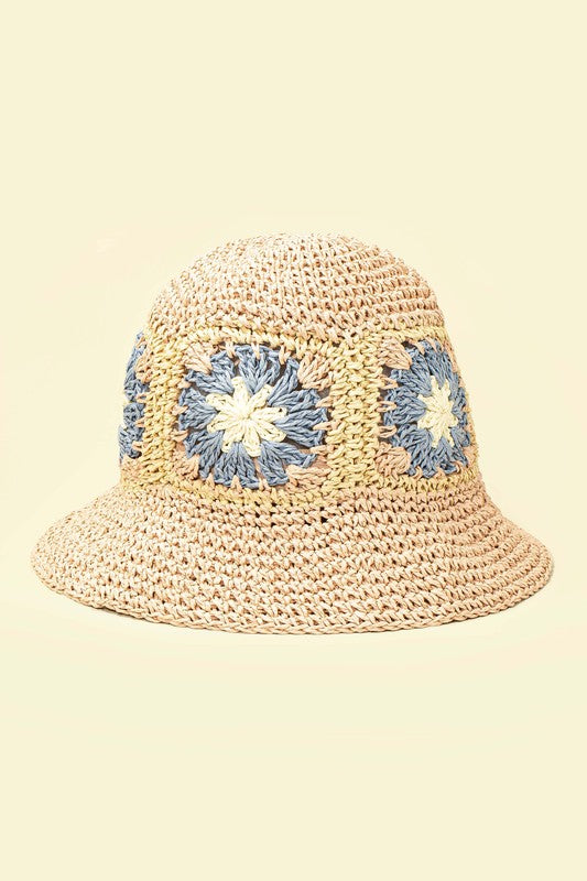 Packable Crochet Granny Square Bucket Hat