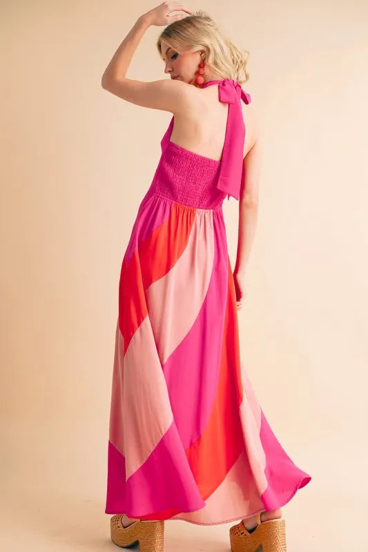Aemi Co Color Block Sleeveless Maxi Dress