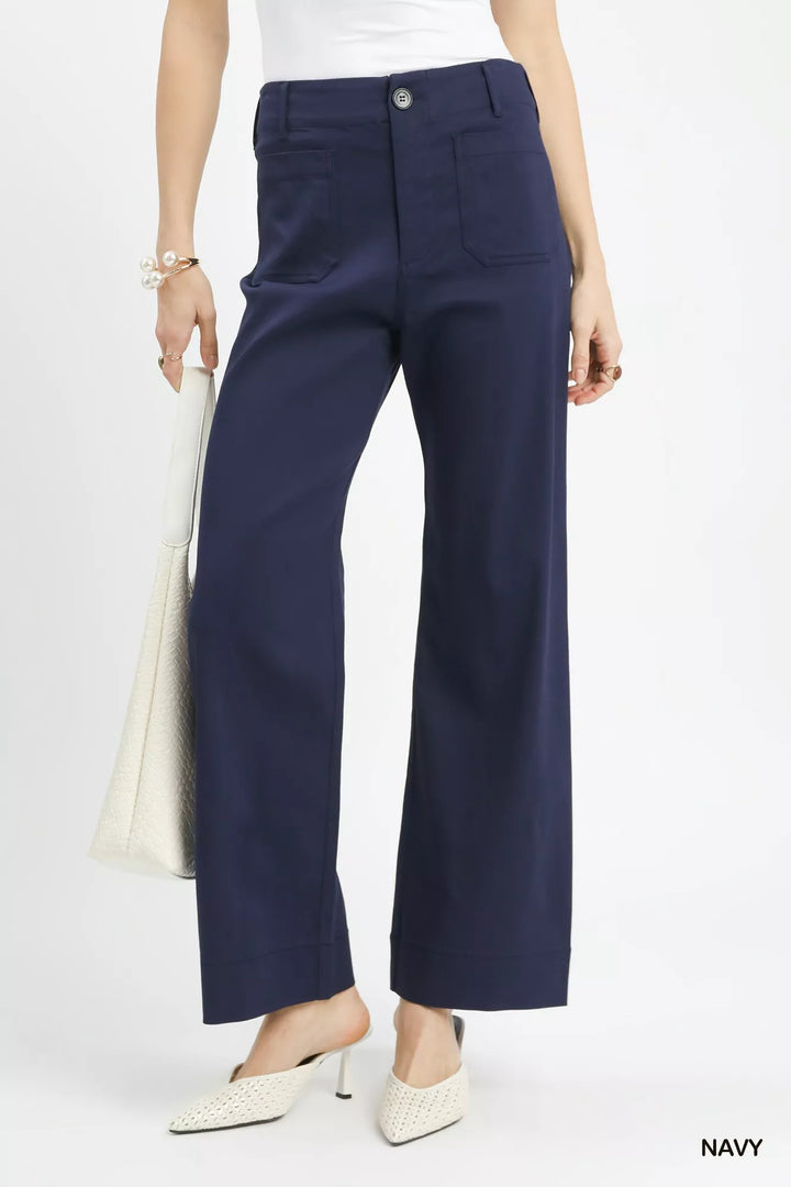 Navy Umgee Button Stretched Pants 1