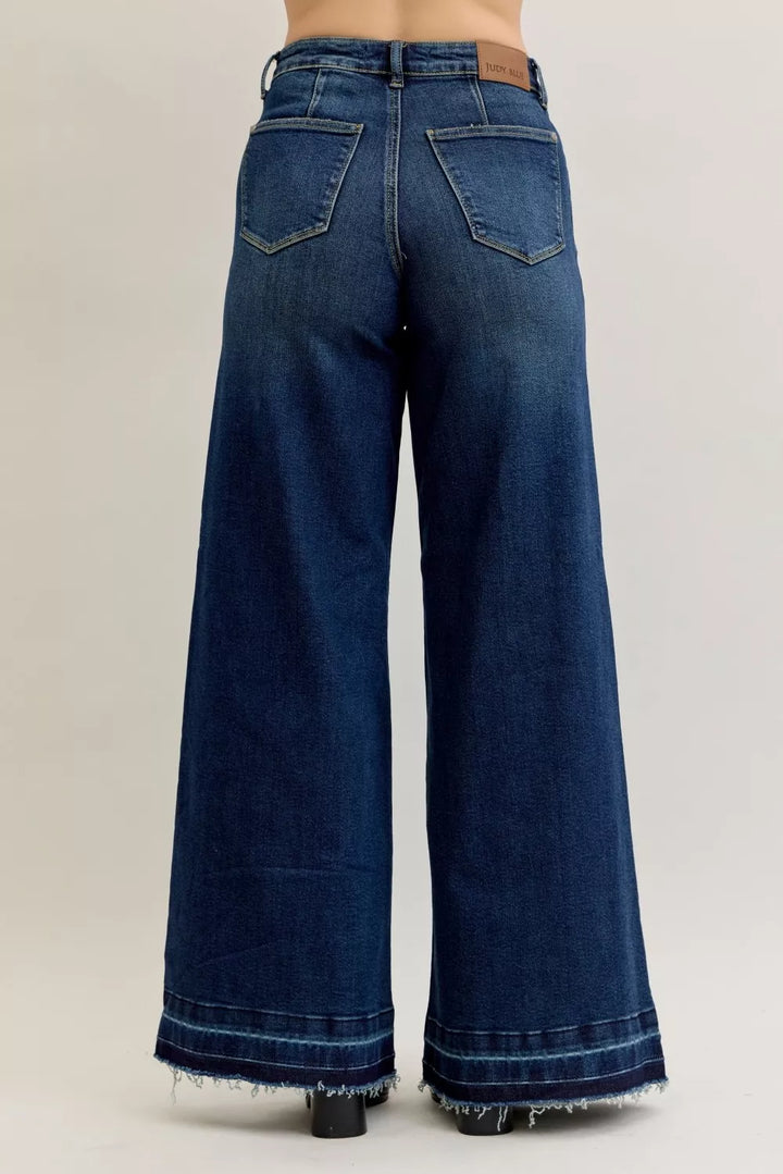 Dk Judy Blue High Waist Palazzo Jeans With Front Patch Pockets