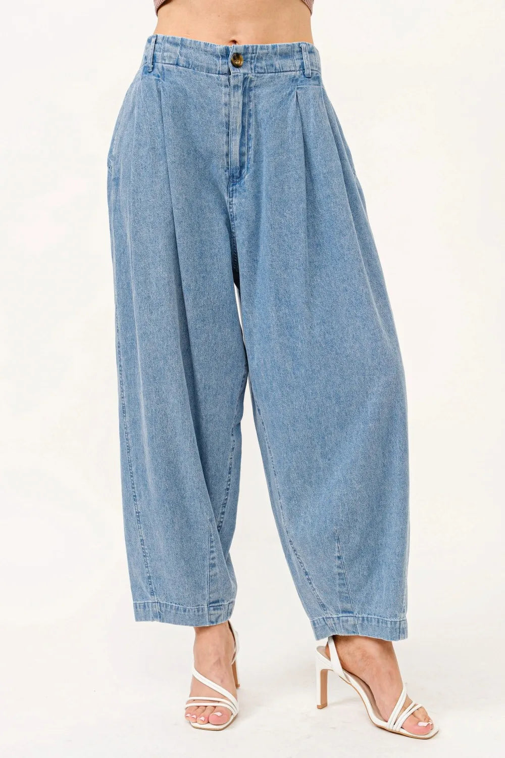 Denim And The Why Elastic Back Pleated Baggy Jeans