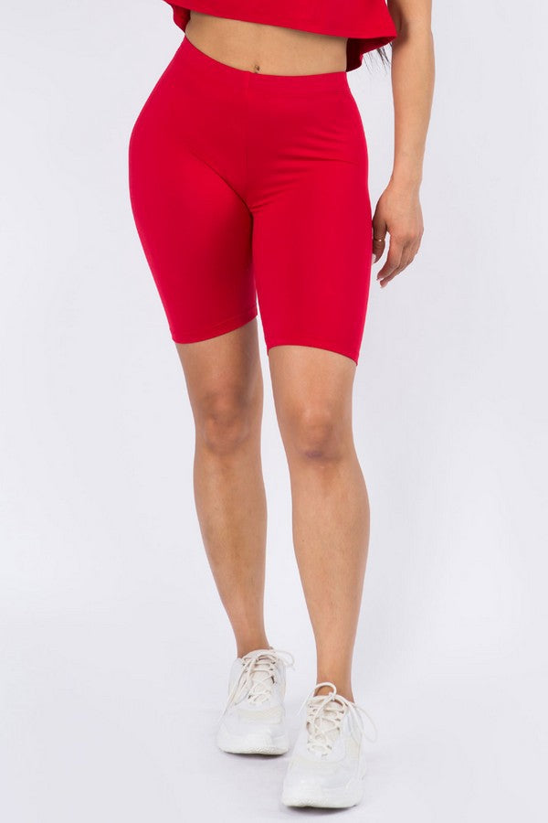 Black Womens Peach Skin Bike Shorts