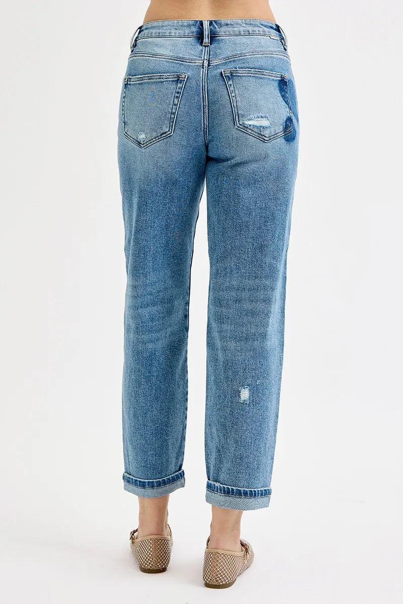Light Risen Full Size Mid Rise Fit Boyfriend Heart Shade Jeans Plus Size