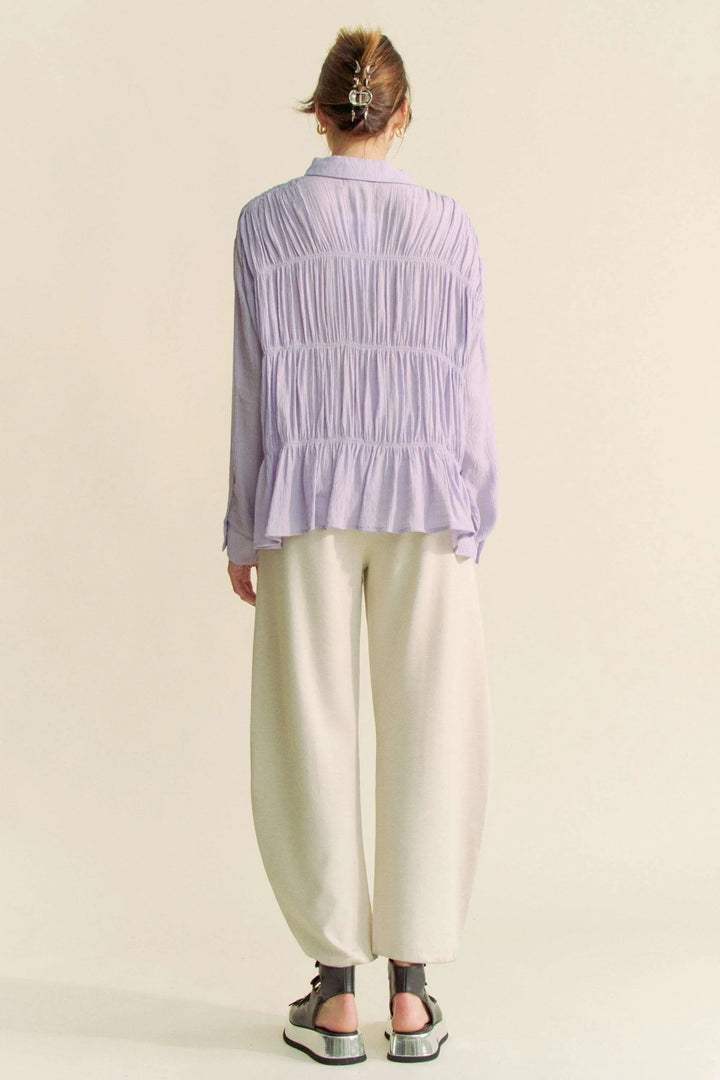 Davi Dani Ruched All Over Button Front Shirt 1
