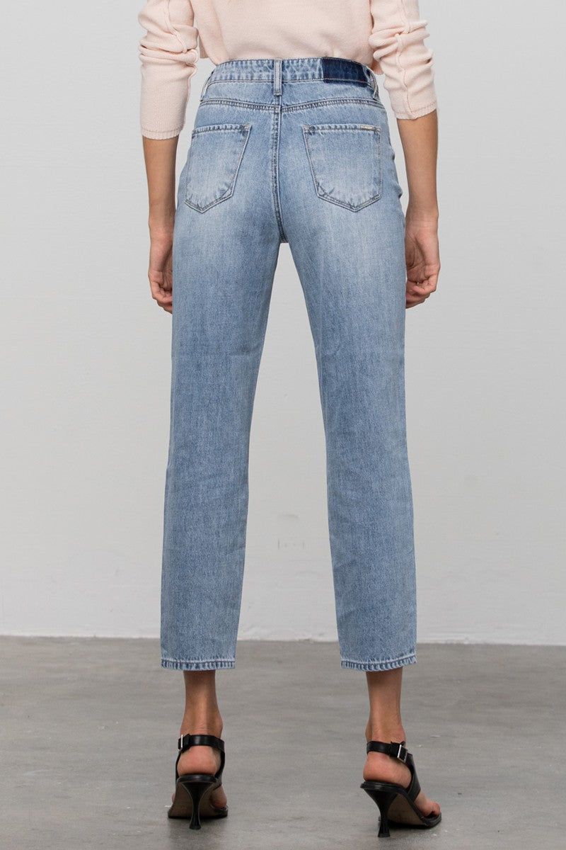Medium High Waist Straight Jeans