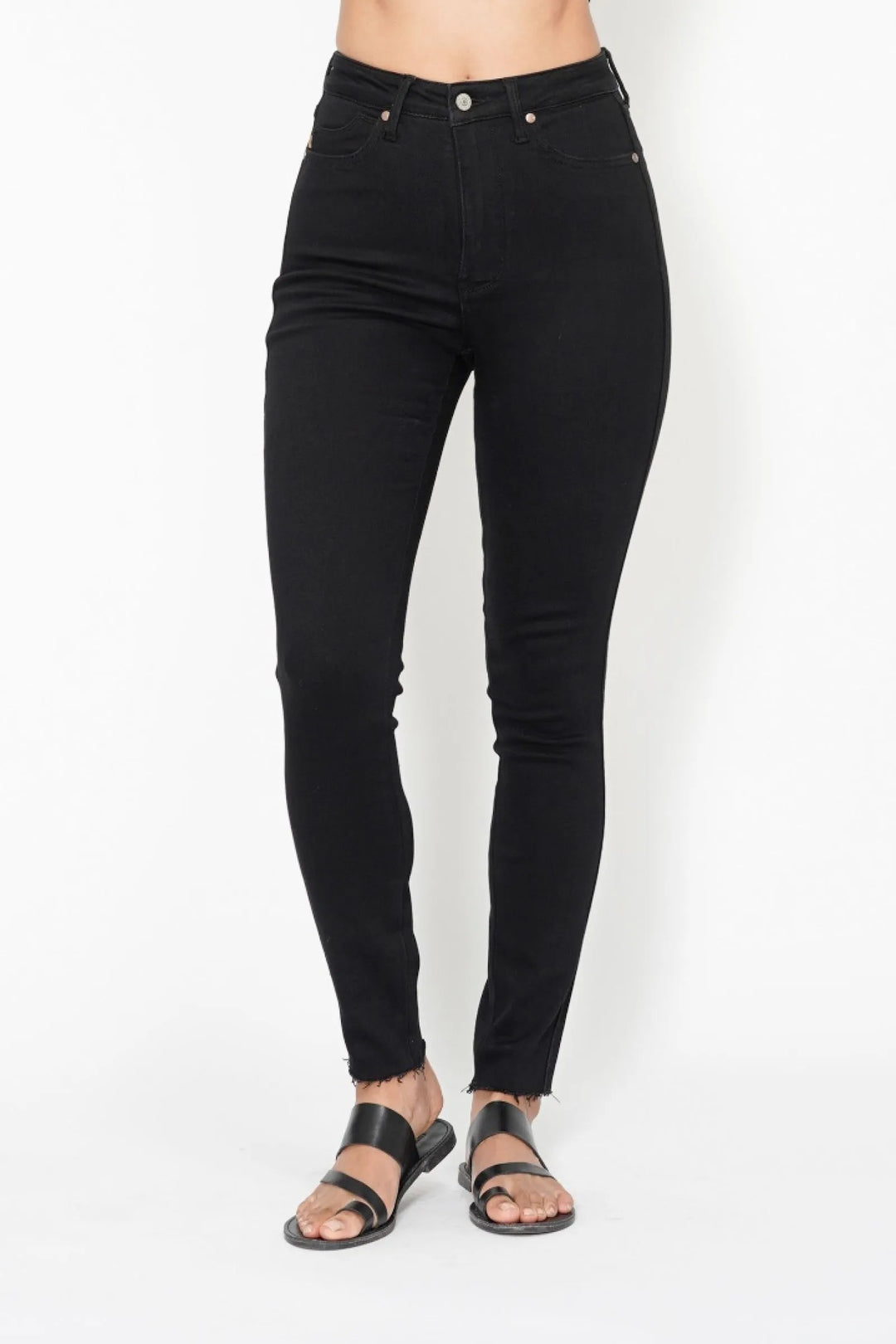 Black Judy Blue Full Size High Waisted Tummy Control Shield Pockets Skinny Jeans Plus Size