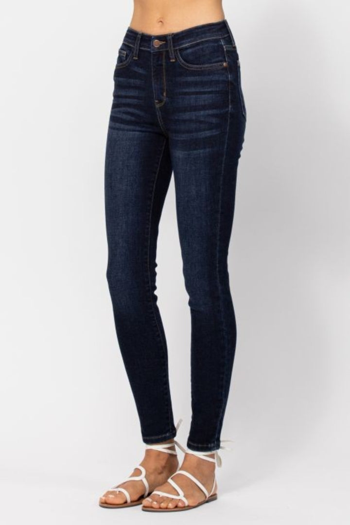 Dark Judy Blue Full Size High Waist Handsand Skinny Jeans