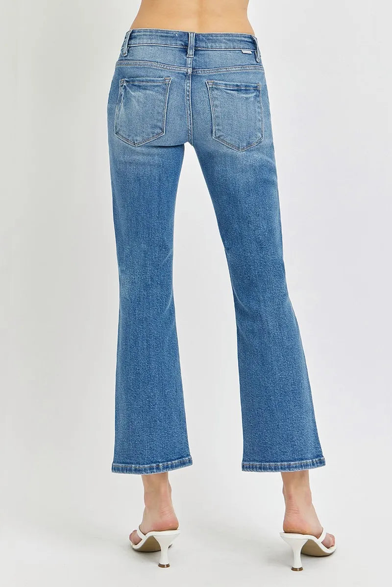 Medium Risen Full Size Low Rise Crop Flare Jeans Plus Size