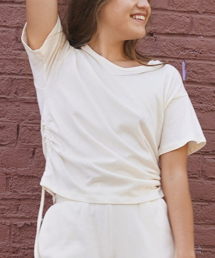 Mauve Adjustable Side Shirring Crop Recylced Cotton