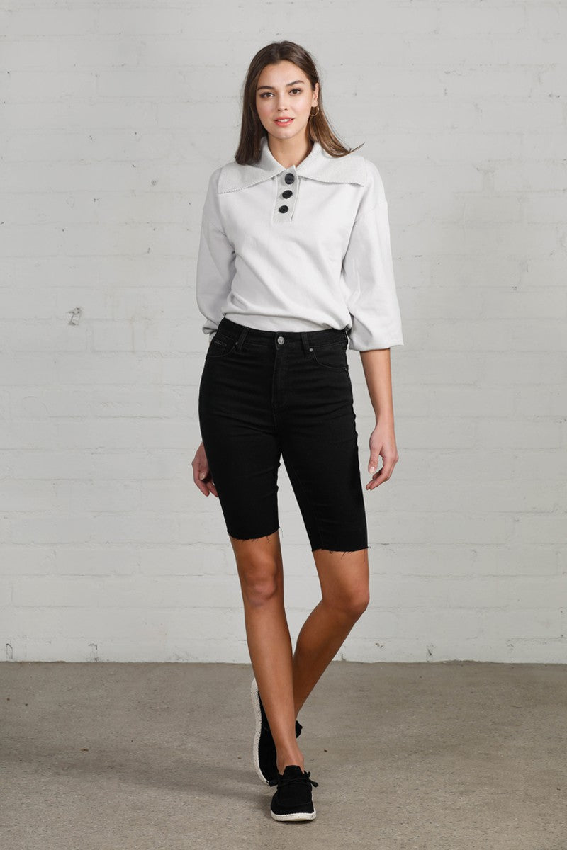 High Rise Denim Bike Shorts