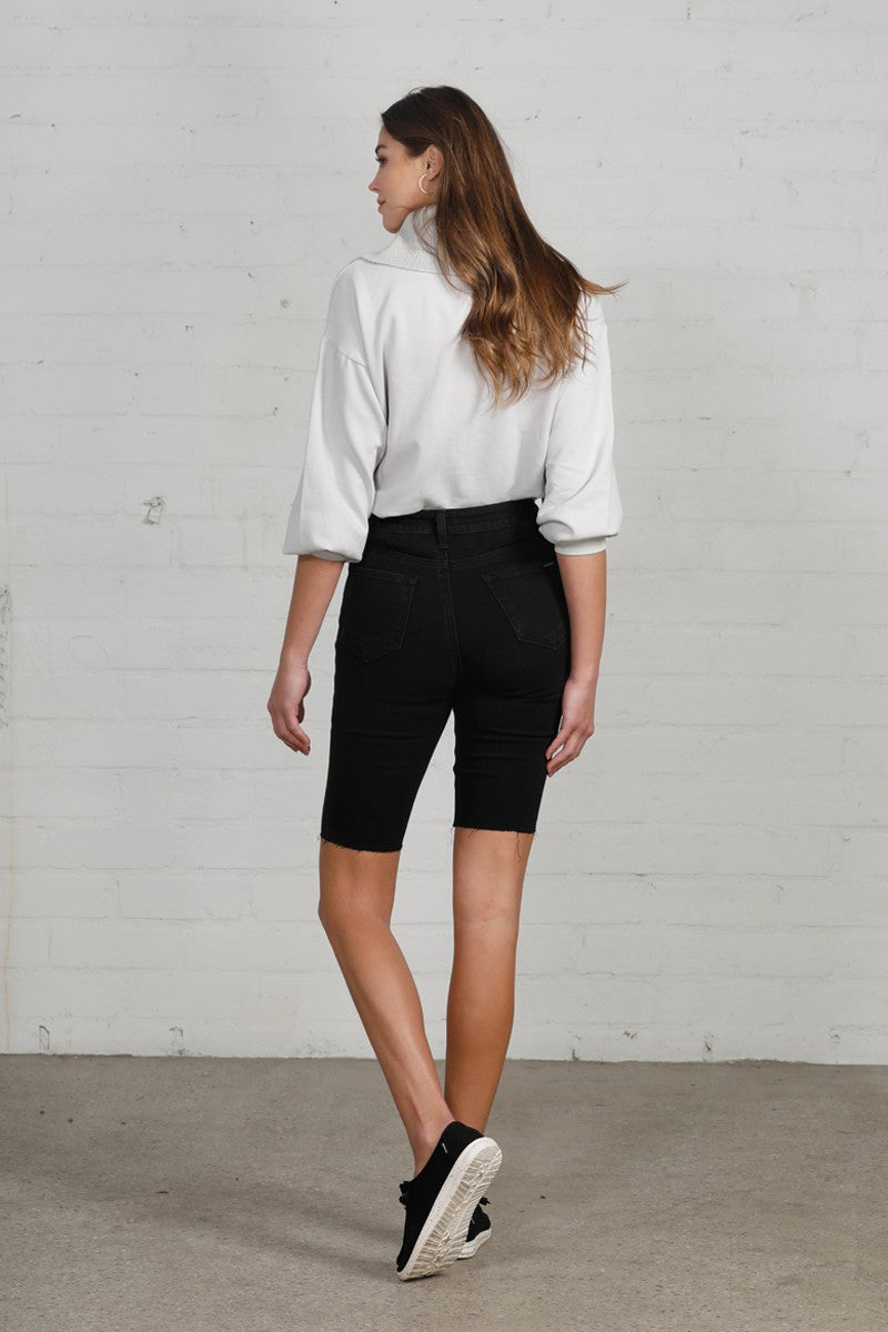 Black High Rise Denim Bike Shorts