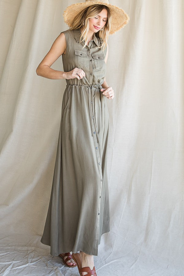 Black Button Down Maxi Dress