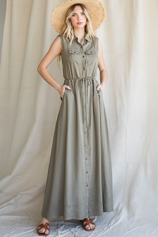 Black Button Down Maxi Dress