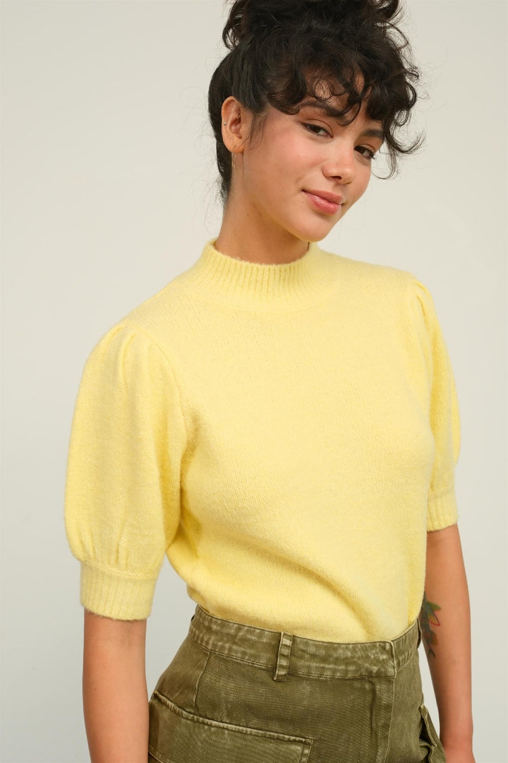 Hyfve Mock Neck Puff Sleeve Sweater