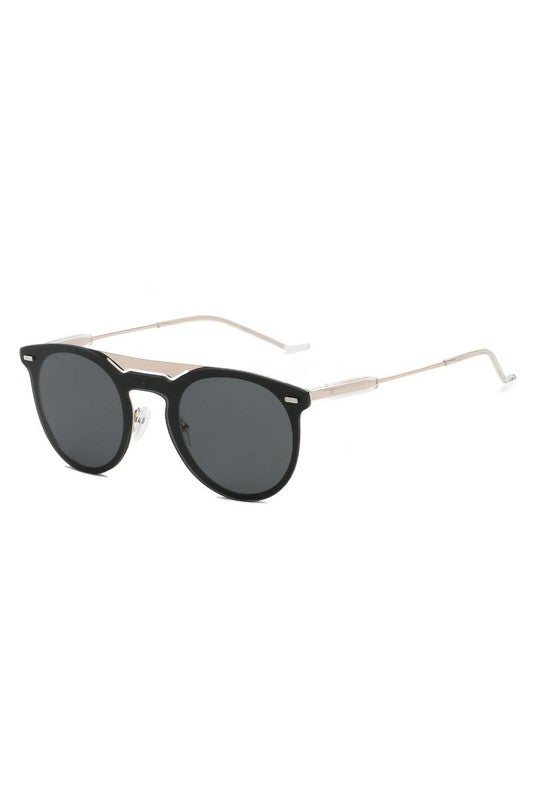 Black Round Circle Mirrored Fashion Sunglasses