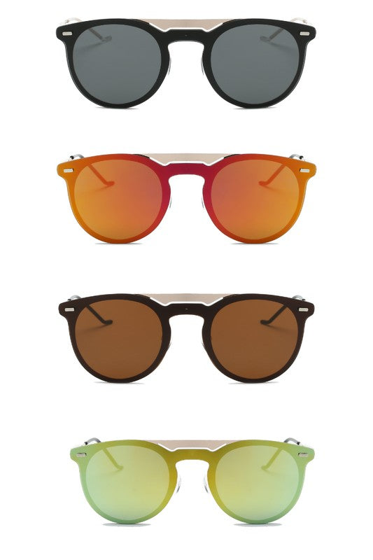 Orange Round Circle Mirrored Fashion Sunglasses