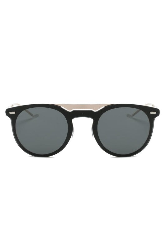 Brown Round Circle Mirrored Fashion Sunglasses