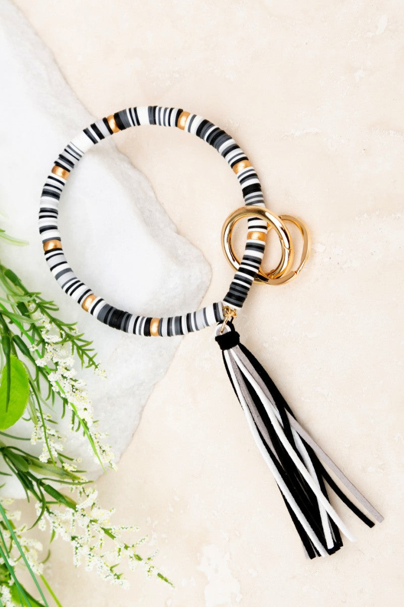 White Boho Key Ring Bracelet | Anekay