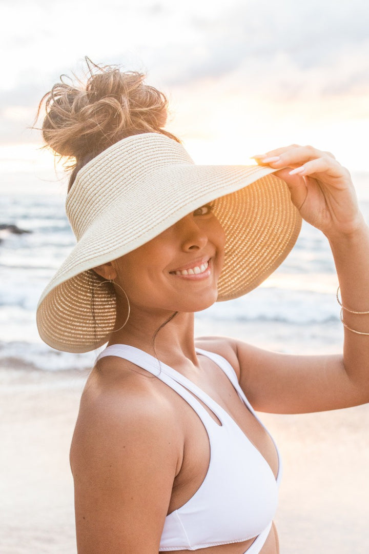 Khaki Foldable Wide Brim Bow Visor