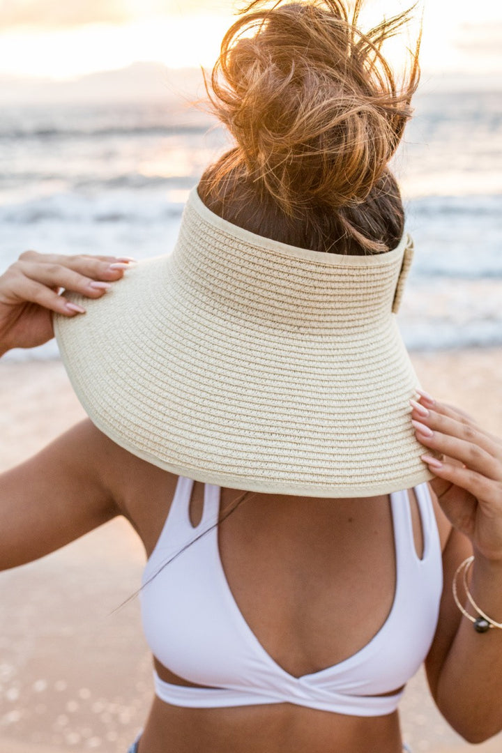 Mocha Foldable Wide Brim Bow Visor